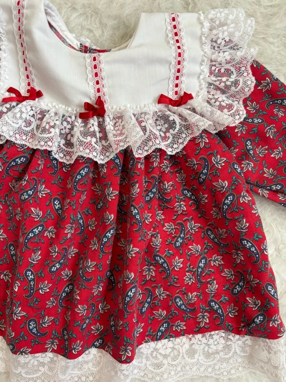 Jo Lene Classic Vintage Baby Girls Formal Lace & Floral Dress USA Made in 90’s